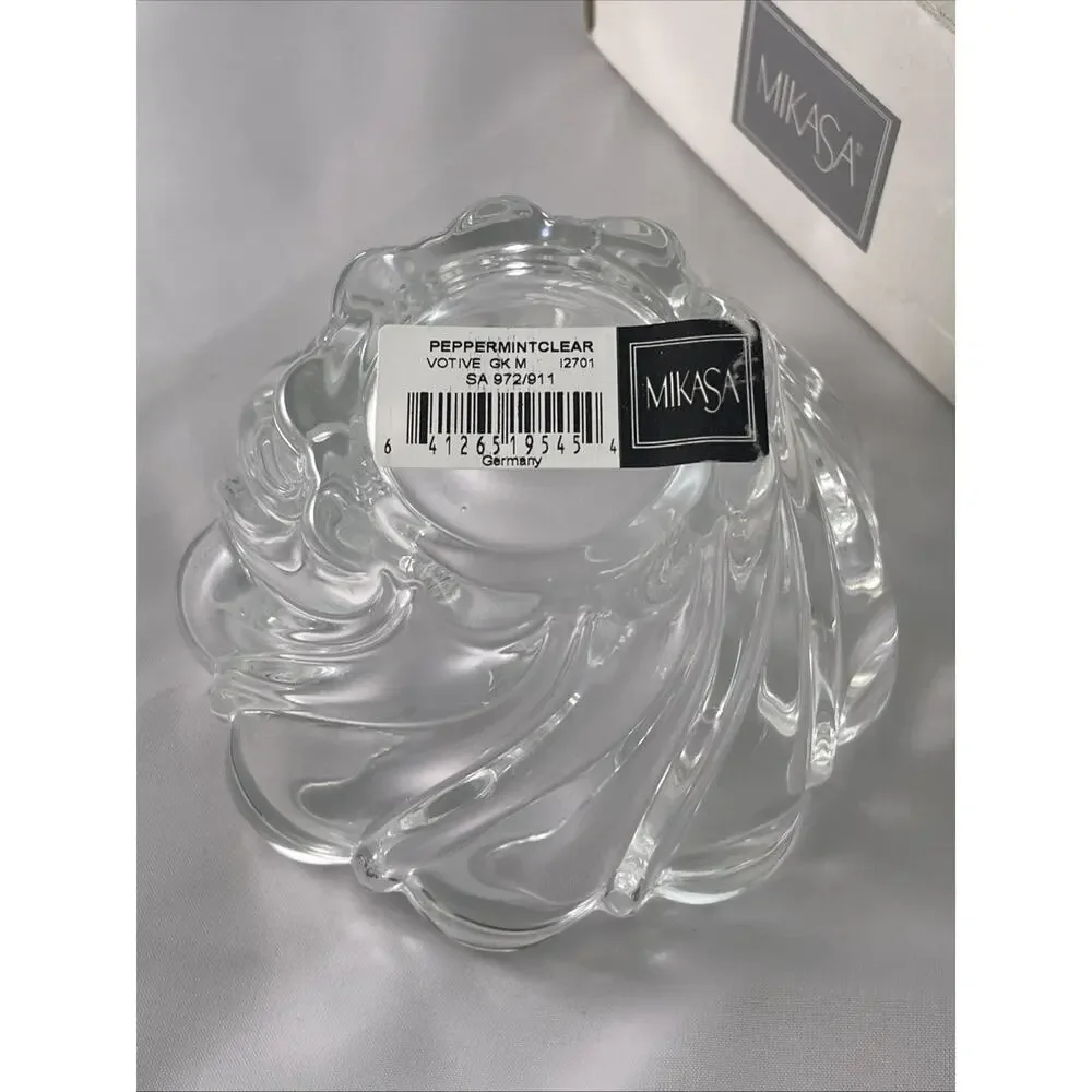 Mikasa Peppermint Clear Swirl Bowl Glass Candy